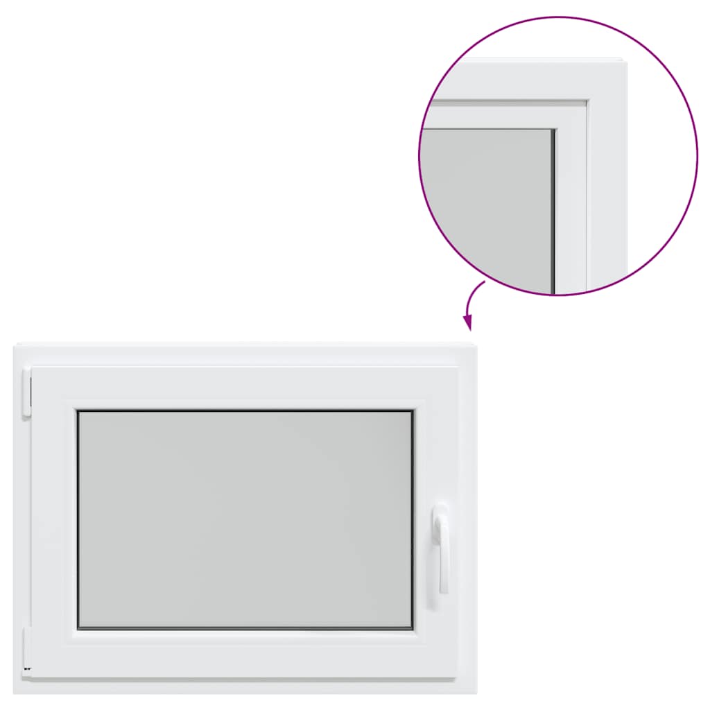 vidaXL Παράθυρο Υπογείου "RISOR" 80x60 εκ. Ανακλινόμενο & Περιστρεφόμενο DIN Αριστερά Λευκό
