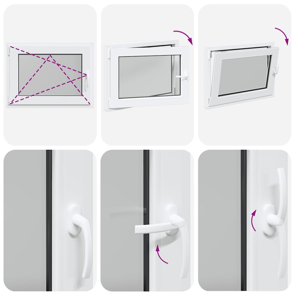 vidaXL Παράθυρο Υπογείου "RISOR" 80x60 εκ. Ανακλινόμενο & Περιστρεφόμενο DIN Αριστερά Λευκό