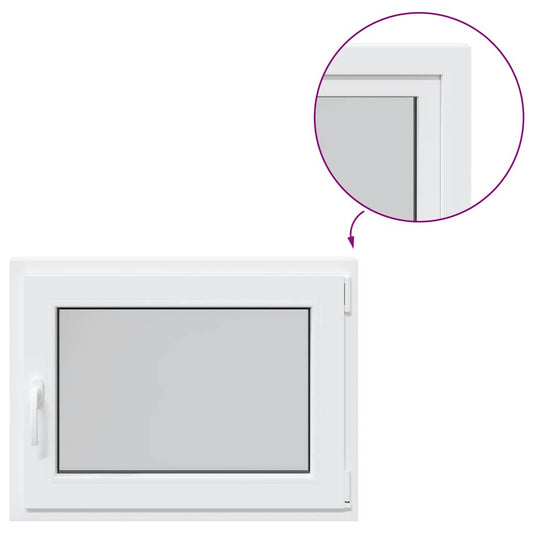 vidaXL Παράθυρο Υπογείου "RISOR" 80x70 εκ. Ανακλινόμενο & Περιστρεφόμενο DIN Δεξιό Λευκό