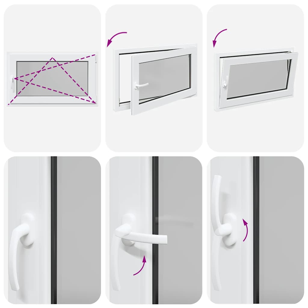 vidaXL Παράθυρο Υπογείου "RISOR" 100x60 εκ. Ανακλινόμενο & Περιστρεφόμενο DIN Δεξιό Λευκό