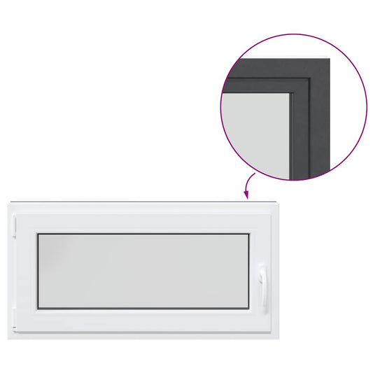 vidaXL Παράθυρο Υπογείου "RISOR" 100x50 εκ. Ανακλινόμενο & Περιστρεφόμενο DIN Αριστερό Ανθρακί