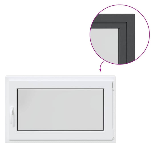 vidaXL Παράθυρο Υπογείου "RISOR" 100x60 εκ. Ανακλινόμενο & Περιστρεφόμενο DIN Δεξί Ανθρακί