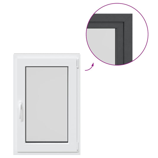 vidaXL Παράθυρο Υπογείου "RISOR" 60x80 εκ. Ανακλινόμενο & Περιστρεφόμενο DIN Αριστερό Ανθρακί
