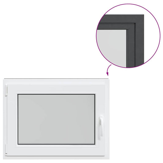 vidaXL Παράθυρο Υπογείου "RISOR" 80x60 εκ. Ανακλινόμενο & Περιστρεφόμενο DIN Αριστερό Ανθρακί