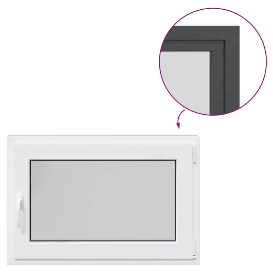 vidaXL Παράθυρο Υπογείου "RISOR" 90x50 εκ. Ανακλινόμενο & Περιστρεφόμενο DIN Δεξί Ανθρακί