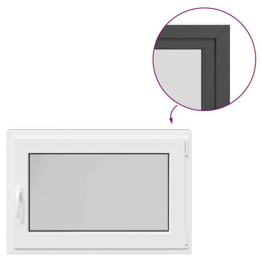 vidaXL Παράθυρο Υπογείου "RISOR" 90x60 εκ. Ανακλινόμενο & Περιστρεφόμενο DIN Δεξί Ανθρακί