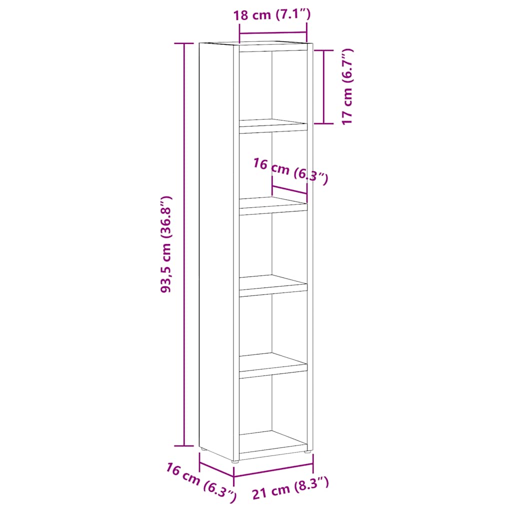 vidaXL Ντουλάπια CD 2 τεμ. Μαύρο Δρυς 21x16x93,5 εκ Επεξεργασμένο Ξύλο
