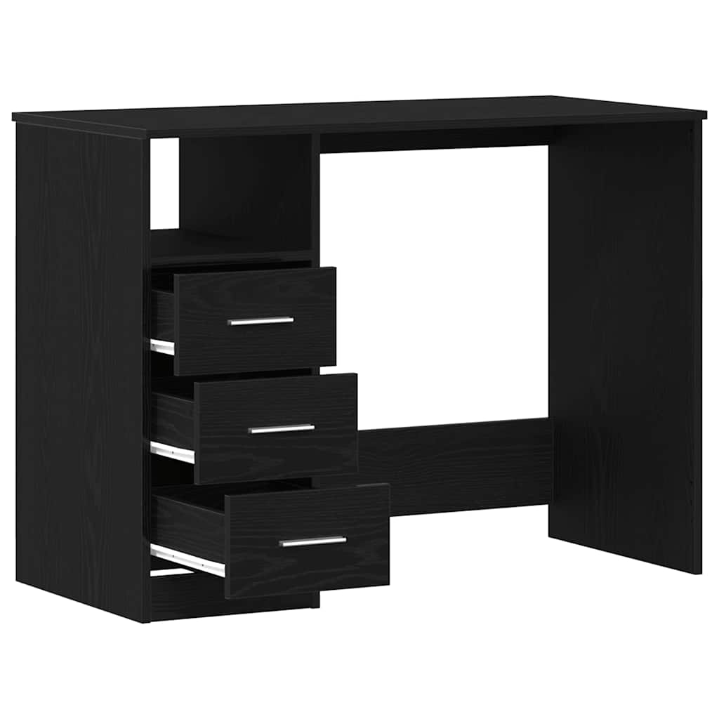 vidaXL Γραφείο με Συρτάρια Μαύρη Δρυς 102 x 50 x 76 εκ. από Τεχνητό Ξύλο
