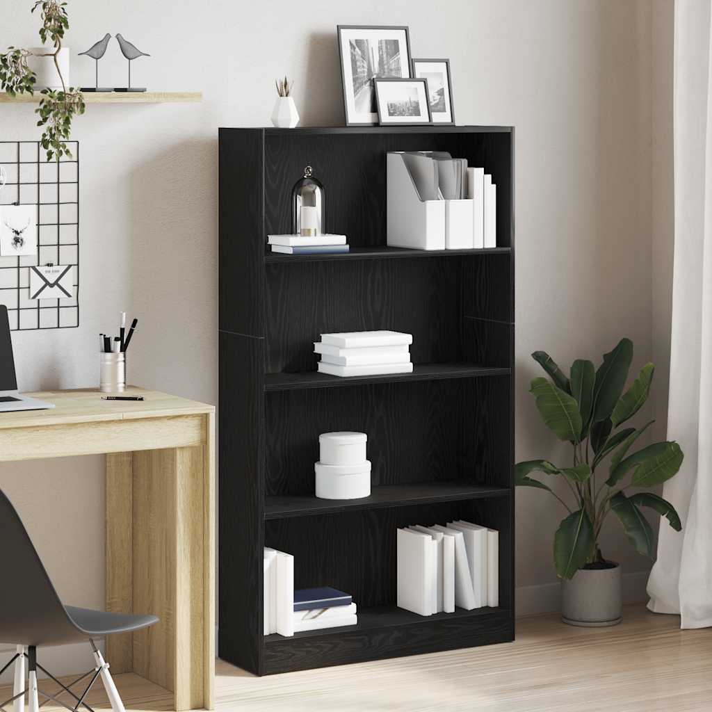 vidaXL Βιβλιοθήκη 4 Επιπέδων Μαύρη Δρυς 80x24x143 εκ. από Τεχνητό Ξύλο