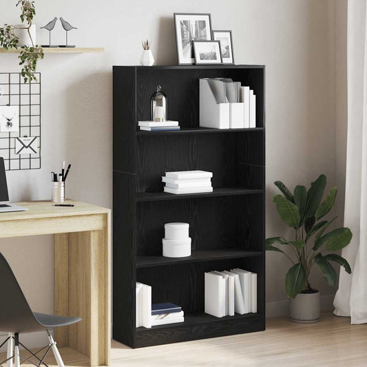 vidaXL Βιβλιοθήκη 4 Επιπέδων Μαύρη Δρυς 80x24x143 εκ. από Τεχνητό Ξύλο