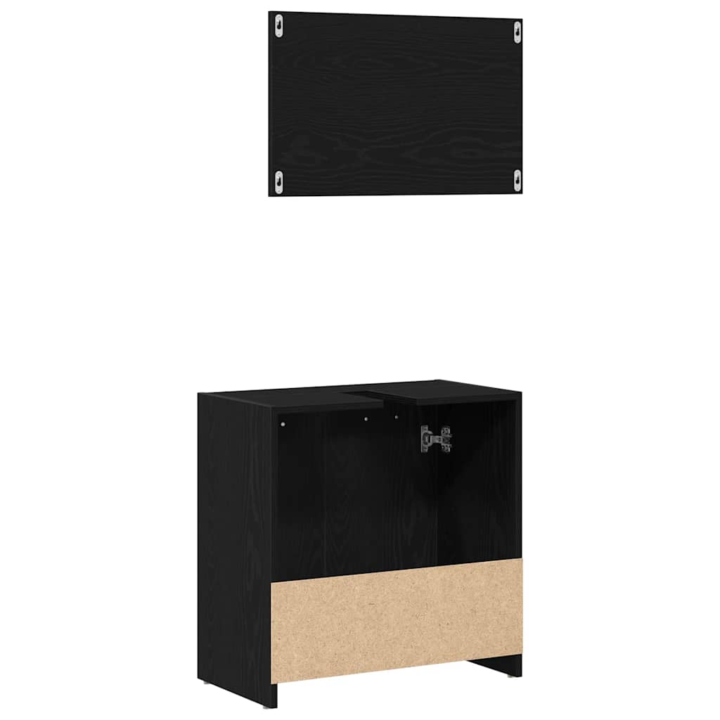 vidaXL Ντουλάπι Μπάνιου με Καθρέφτη Μαύρο Δρυς από Επεξεργασμένο Ξύλο