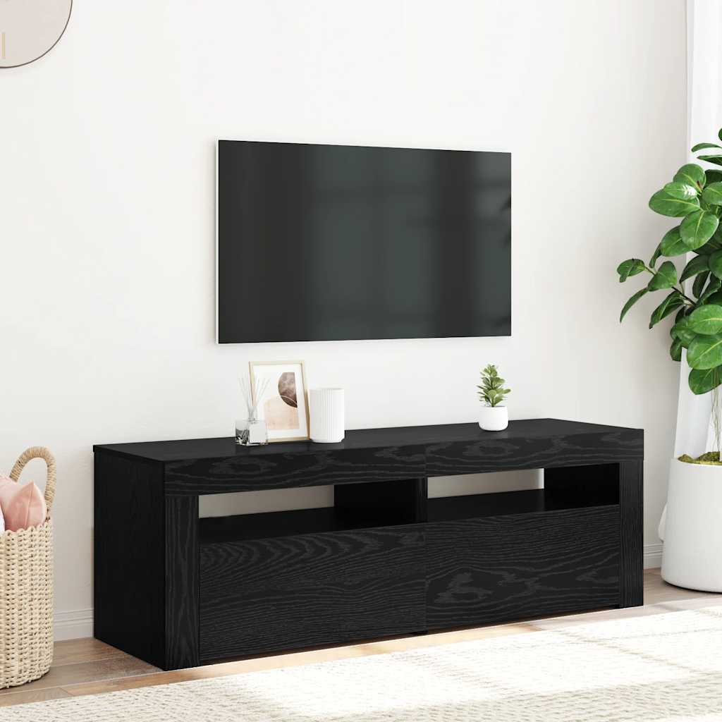 vidaXL Έπιπλο Τηλεόρασης με Φωτιστικά LED Μαύρο Δρυς 120x35x40 εκ. από Τεχνητό Ξύλο