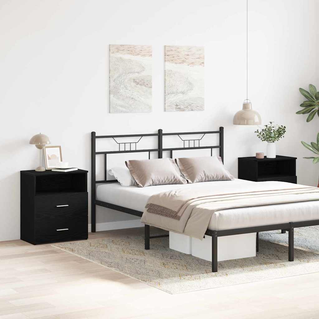 vidaXL Κομοδίνο 2 pcs Μαύρη Οξυά 50 x 32 x 60 εκ. Επεξεργασμένο ξύλο