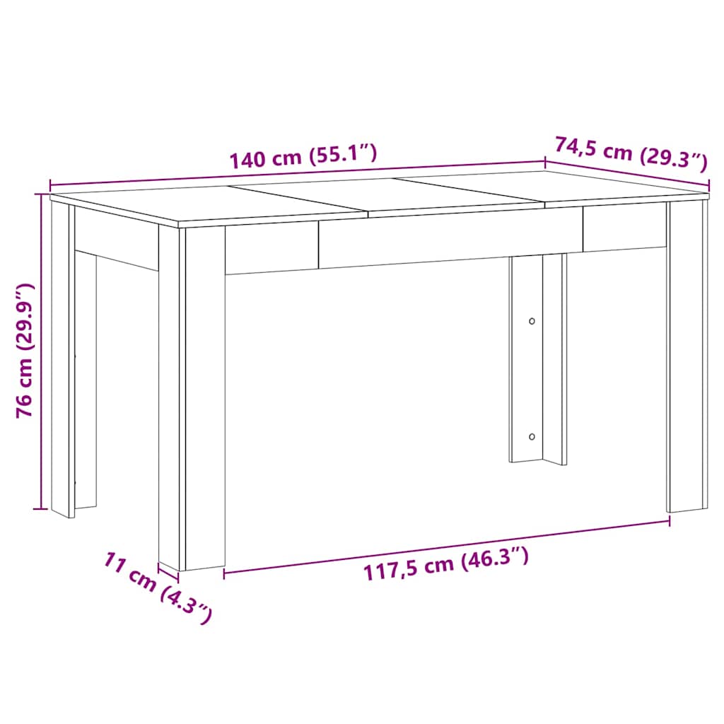 vidaXL Τραπεζαρία Μαύρη Οξυά 140 x 74,5 x 76 εκ. συνθετικό ρατάν