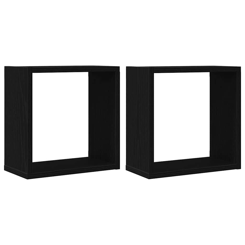 vidaXL Ράφια Τοίχου Κύβοι 2 τεμ. Μαύρο Δρυς 30x15x30 εκ. από Τεχνητό Ξύλο
