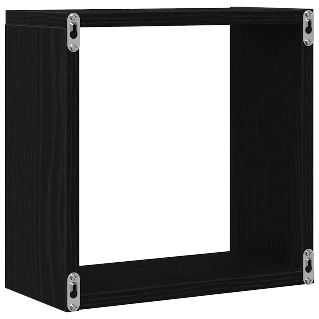 vidaXL Ράφια Τοίχου Κύβοι 2 τεμ. Μαύρο Δρυς 30x15x30 εκ. από Τεχνητό Ξύλο