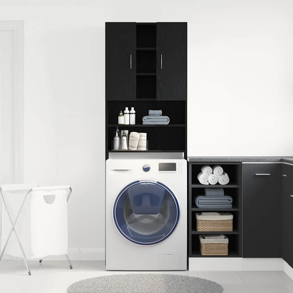 vidaXL Ντουλάπι Πλυντηρίου Ρούχων Μαύρο Δρυς 64x25,5x190 εκ.