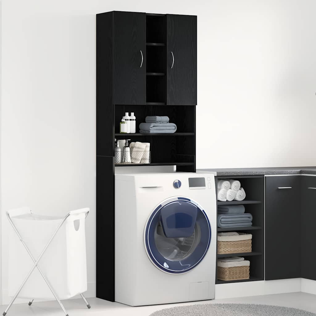 vidaXL Ντουλάπι Πλυντηρίου Ρούχων Μαύρο Δρυς 64x25,5x190 εκ.