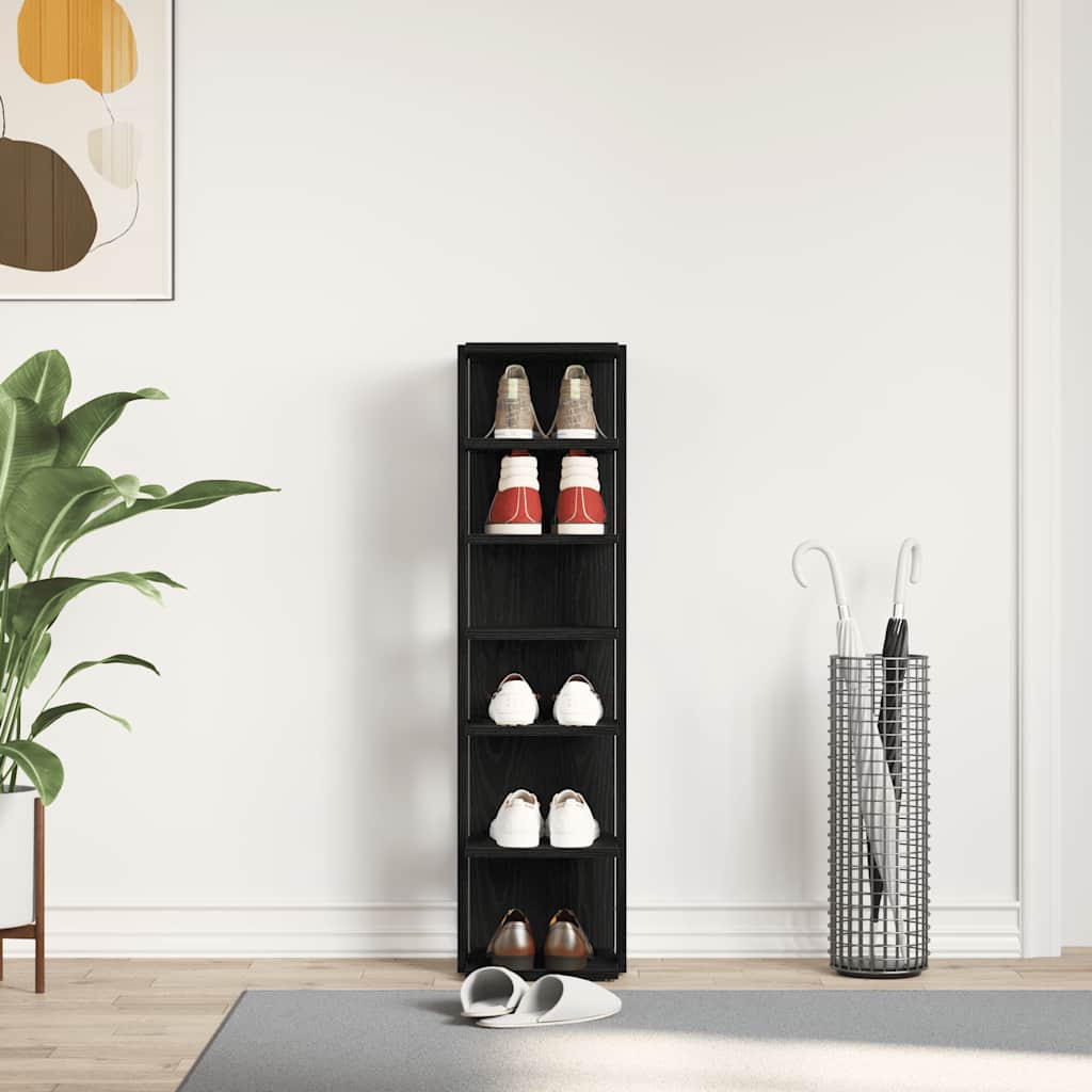 vidaXL Παπουτσοθήκη Μαύρη Δρυς 25x27x102 εκ. από Τεχνητό Ξύλο