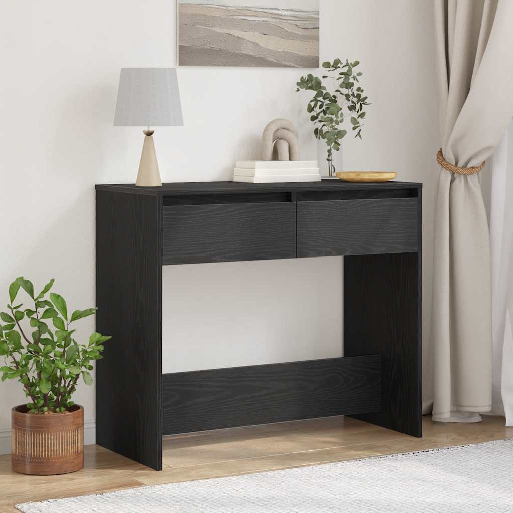 vidaXL Κονσόλα Τραπεζιού Μαύρη Δρυς 89 x 41 x 76,5 εκ. από Τεχνητό Ξύλο