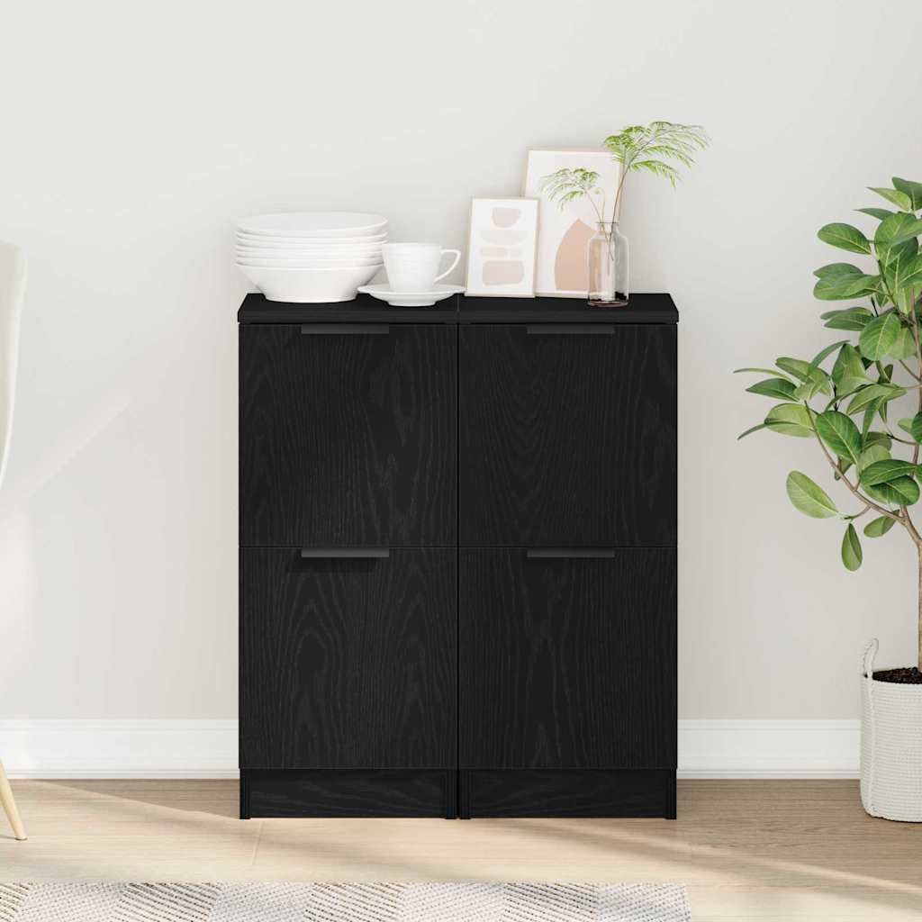 vidaXL Πλαϊνό γραφείο 2 pcs Μαύρη δρυς 30 x 30 x 70 εκ.