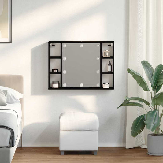 vidaXL Ντουλάπα Καθρέφτη Μαύρη δρυς 76 x 15 x 55 εκ Επεξεργασμένο ξύλο