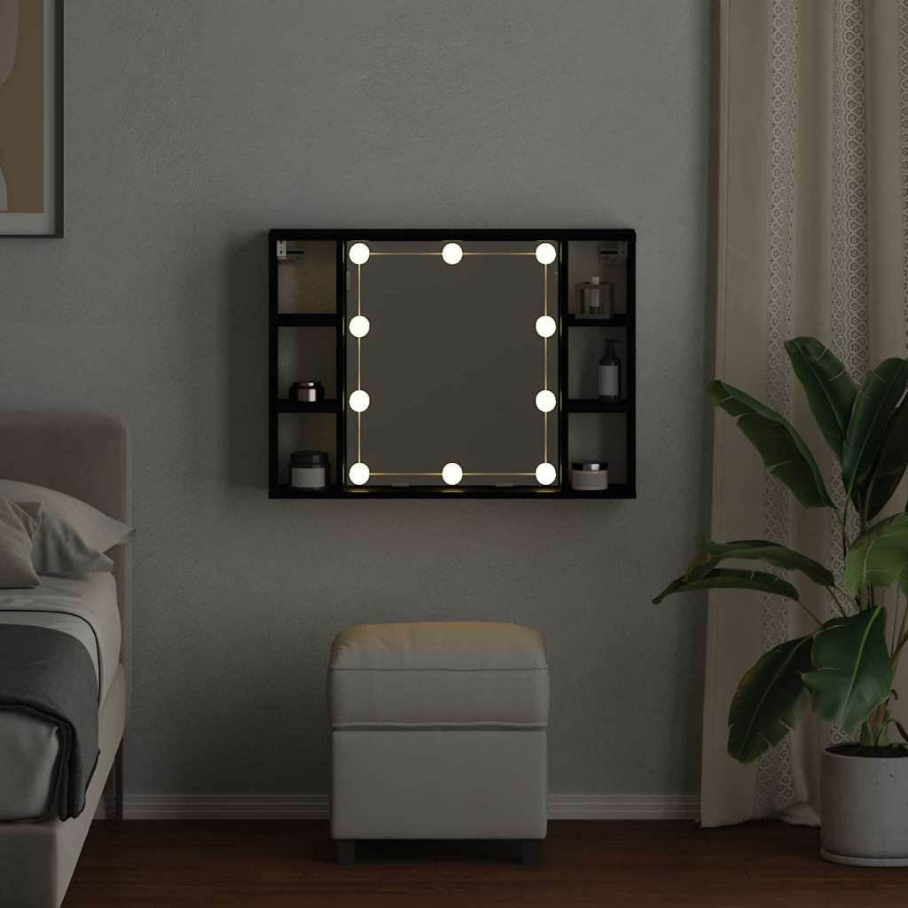 vidaXL Ντουλάπα Καθρέφτη Μαύρη δρυς 76 x 15 x 55 εκ Επεξεργασμένο ξύλο