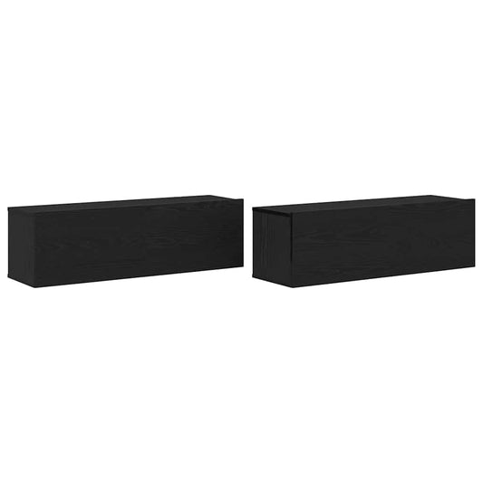 vidaXL Ντουλάπι TV 2 pcs Μαύρο 100 x 30 x 30 cm Επεξεργασμένο ξύλο
