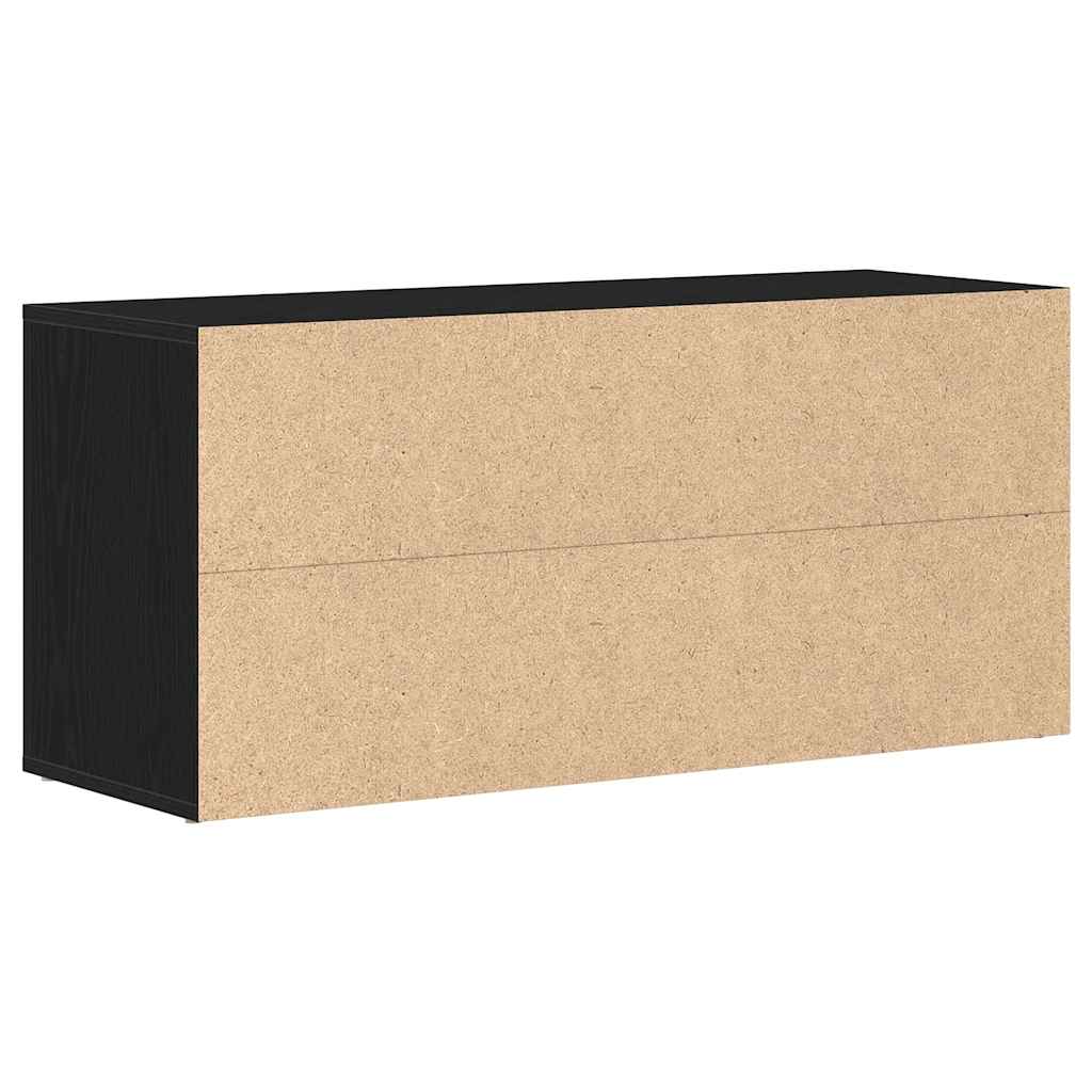 vidaXL Παγκάκι Παπουτσιών Μαύρο Δρυς 100x35x45 εκ. από Τεχνητό Ξύλο