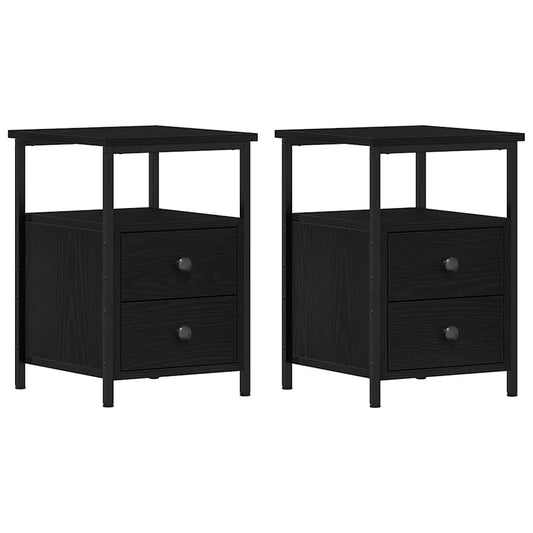 vidaXL Κομοδίνα 2 τεμ. Μαύρη Δρυς 34x35,5x50 εκ. από Τεχνητό Ξύλο