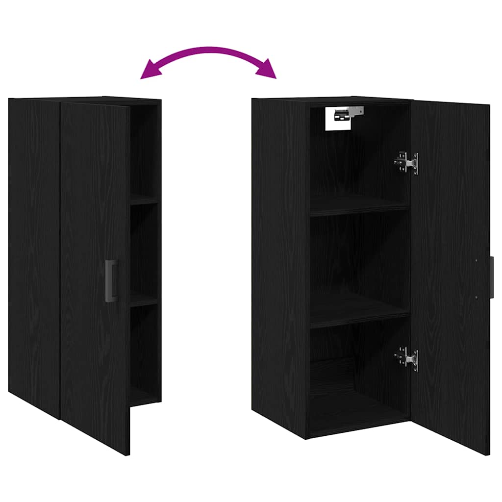 vidaXL Ντουλάπι Τοίχου Μαύρο Δρυς 34,5x34x90 εκ. από Τεχνητό Ξύλο