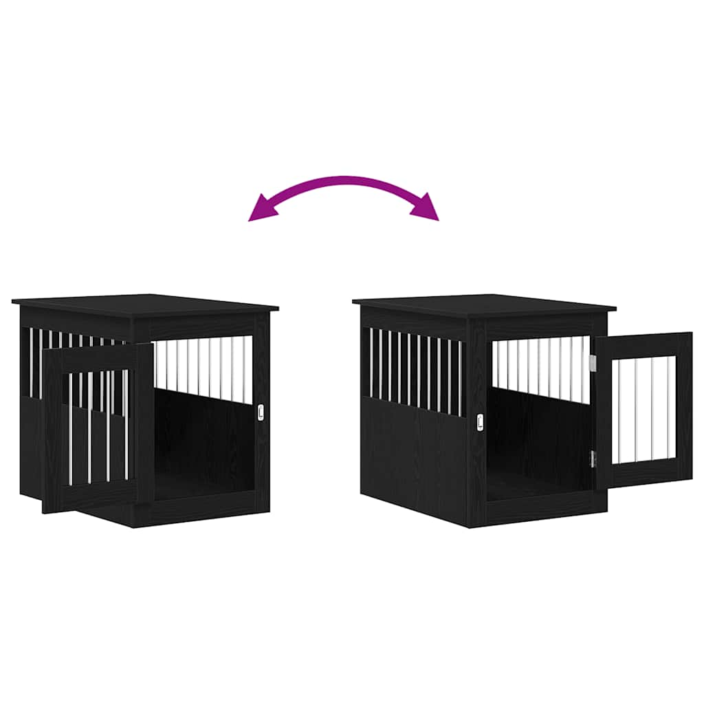 vidaXL Έπιπλα Κλουβιού για Σκύλους Μαύρο Δρυς 75x55x65 εκ. από Τεχνητό Ξύλο