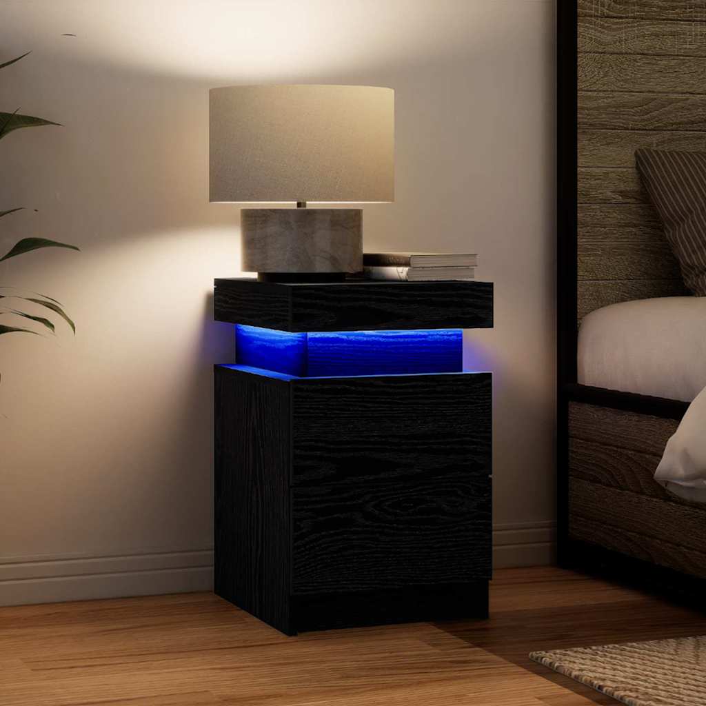 vidaXL Κομοδίνο 2 pcs Μαύρη Οξυά 35 x 39 x 55 εκ. Επεξεργασμένο ξύλο