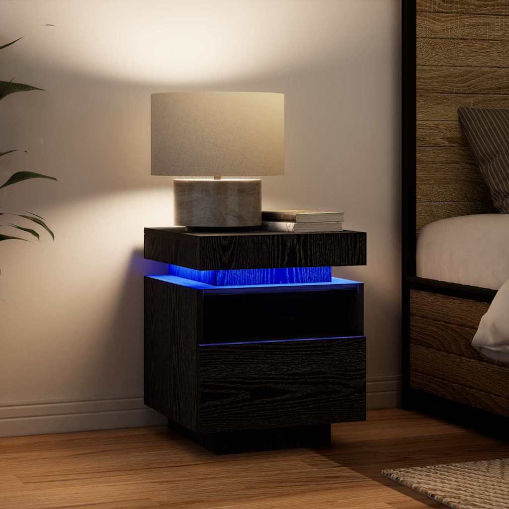 vidaXL Κομοδίνο 2 pcs Μαύρη δρυς 40 x 39 x 48.5 εκ. Επεξεργασμένο ξύλο