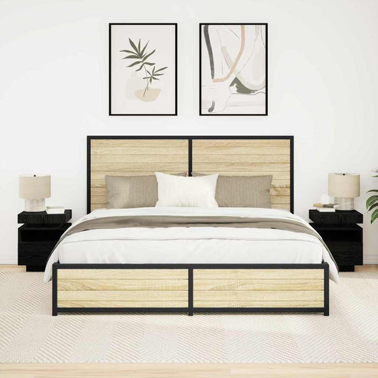 vidaXL Κομοδίνο 2 pcs Μαύρη δρυς 40 x 39 x 48.5 εκ. Επεξεργασμένο ξύλο