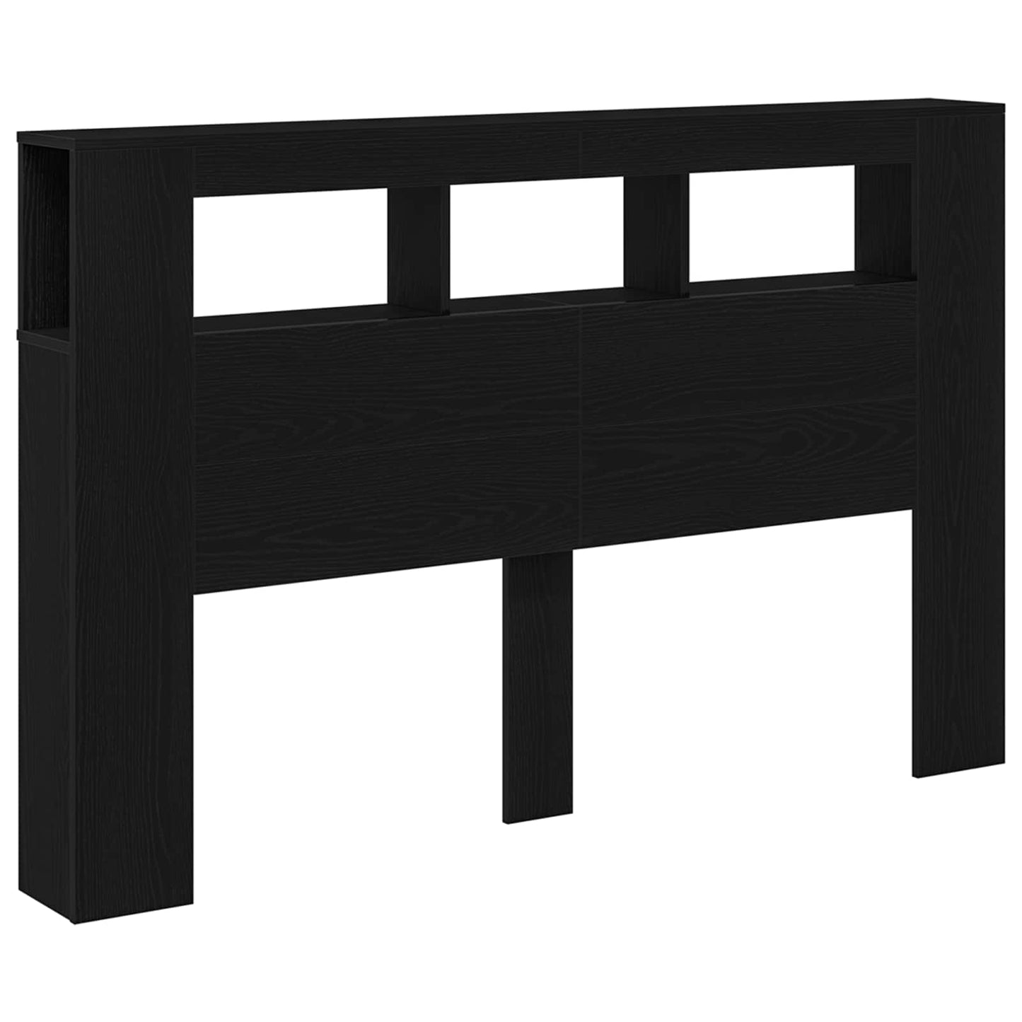 vidaXL LED κεφαλάρι με ράφι Μαύρη δρυς 160 x 18.5 x 103.5 εκ