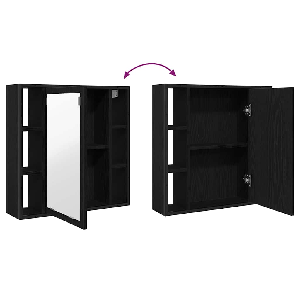 vidaXL Ντουλάπι Καθρέφτη Μπάνιου Μαύρο Δρυς 60x16x60 εκ. από Τεχνητό Ξύλο