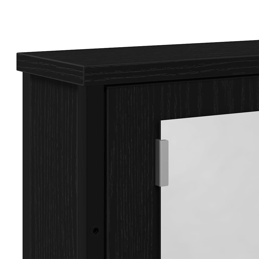 vidaXL Ντουλάπι Καθρέφτη Μπάνιου Μαύρο Δρυς 42 x 12 x 60 εκ. από Τεχνητό Ξύλο