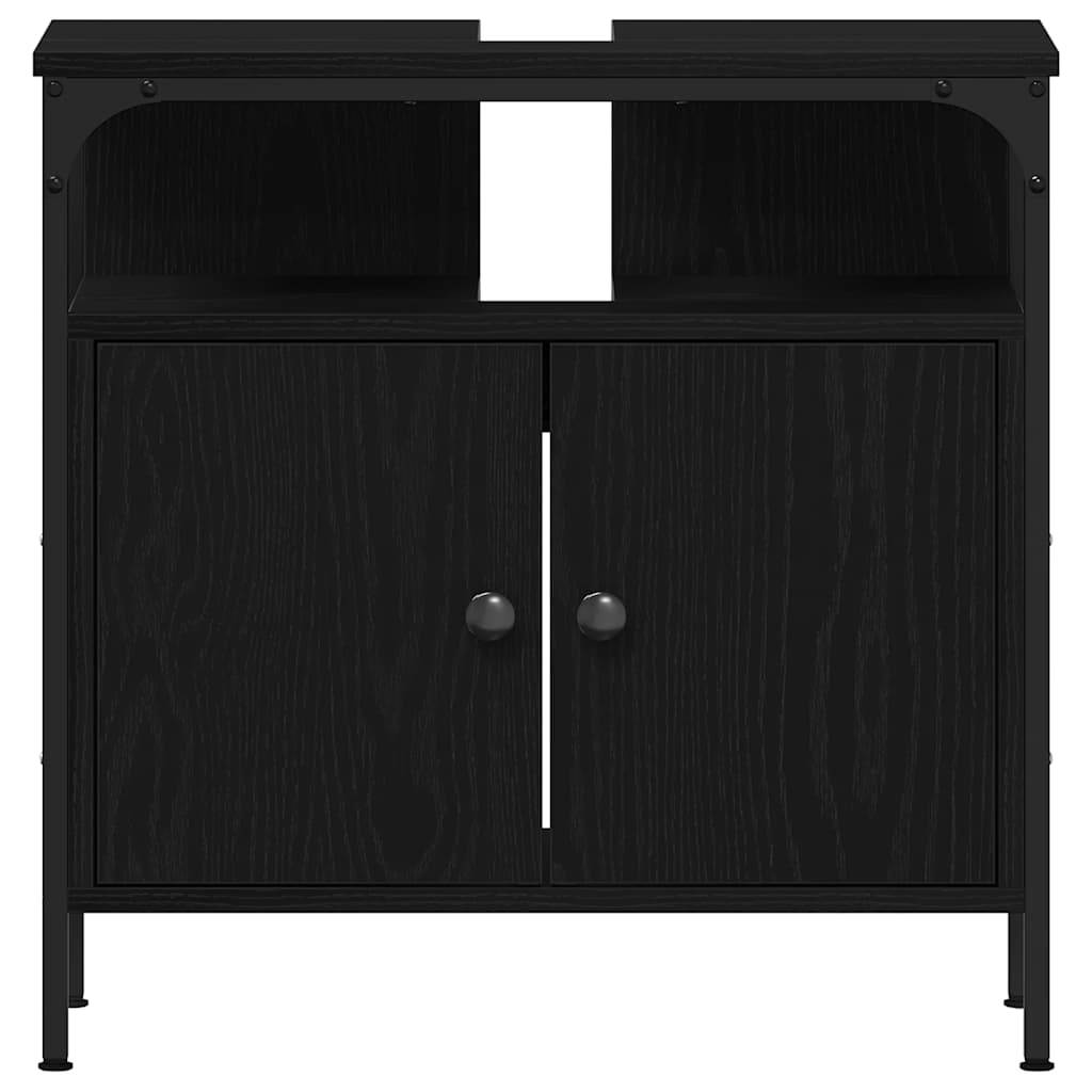 vidaXL Ντουλάπι Νιπτήρα Μπάνιου Μαύρο Δρυς 60x30x60 εκ. από Τεχνητό Ξύλο