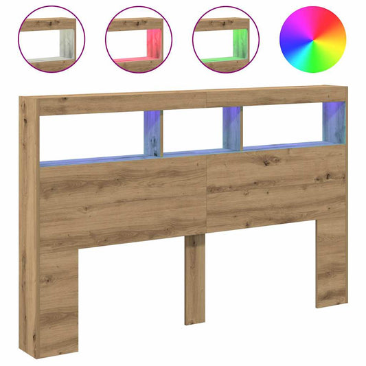 vidaXL Κεφαλάρι με Αποθηκευτικό Χώρο & LED Artisan Δρυς 160x17x102 εκ.