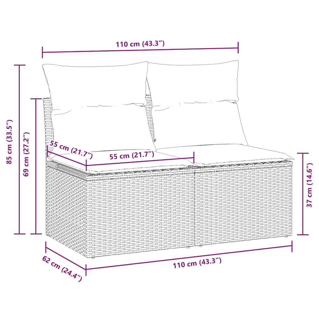 vidaXL Σετ Καναπέ Κήπου 2 τεμ Μπεζ Συνθετικό Ρατάν με Μαξιλάρια Ακακία