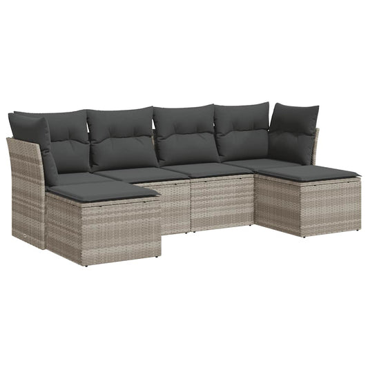 vidaXL Σαλόνι Κήπου Σετ 6 Τεμαχίων Γκρι Συνθετικό Ρατάν με Μαξιλάρια