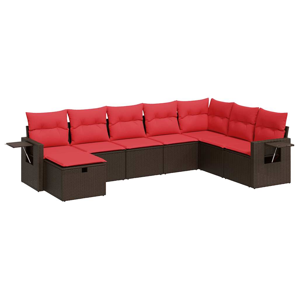 vidaXL Σαλόνι Κήπου Σετ 8 Τεμαχίων Καφέ Συνθετικό Ρατάν με Μαξιλάρια