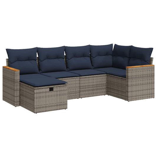 vidaXL Σαλόνι Κήπου 6 Τεμαχίων από Γκρι Συνθετικό Ρατάν με Μαξιλάρια