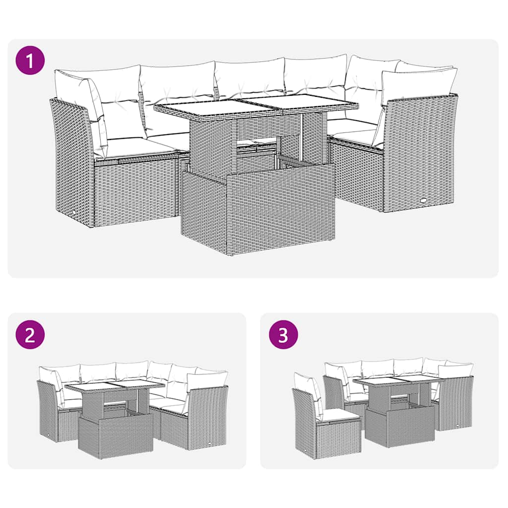 vidaXL Καναπές Κήπου 6 Τεμαχίων Μαύρο από Συνθετικό Ρατάν με Μαξιλάρια