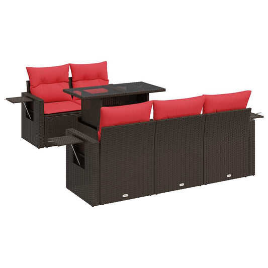 vidaXL Σαλόνι Κήπου 6 Τεμαχίων Γκρι Συνθετικό Ρατάν Μαξιλάρια Ακακία