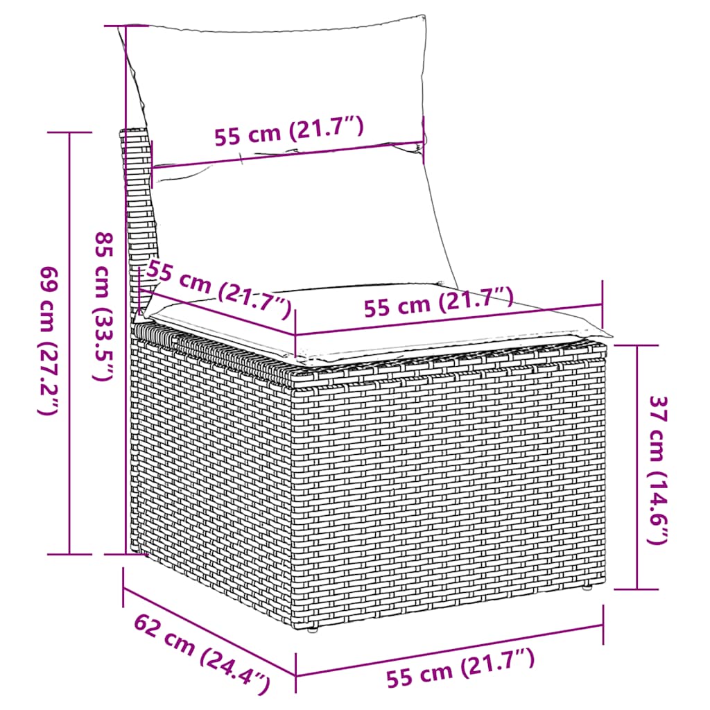 vidaXL Καναπές Κήπου 6 Τεμαχίων Μαύρο από Συνθετικό Ρατάν με Μαξιλάρια