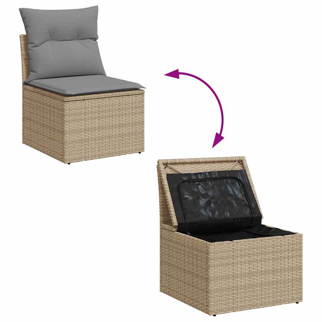 vidaXL Σαλόνι Κήπου Σετ 9 τεμ. Μπεζ Συνθετικό Ρατάν με Μαξιλάρια