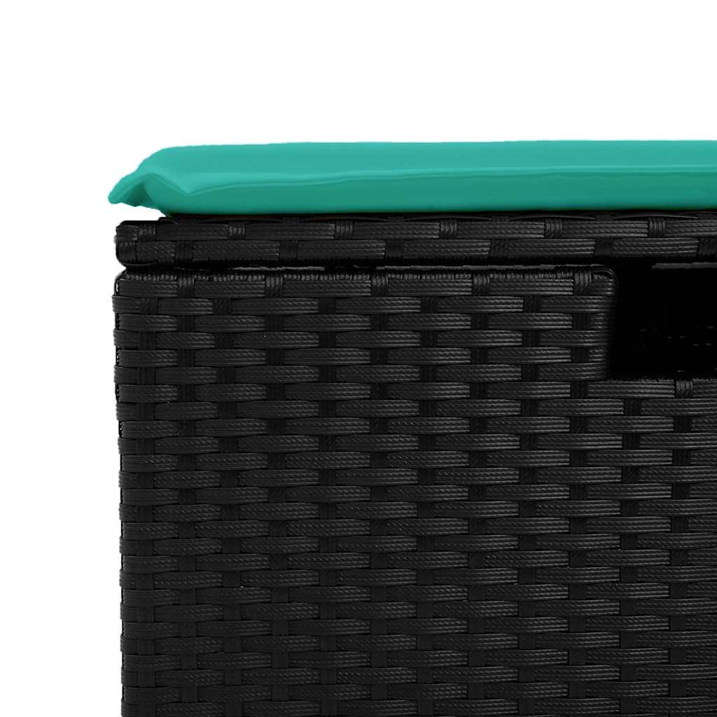 vidaXL Σαλόνι Κήπου 2 Τεμαχίων Μαύρο Συνθετικό Ρατάν Μαξιλάρια Ακακία