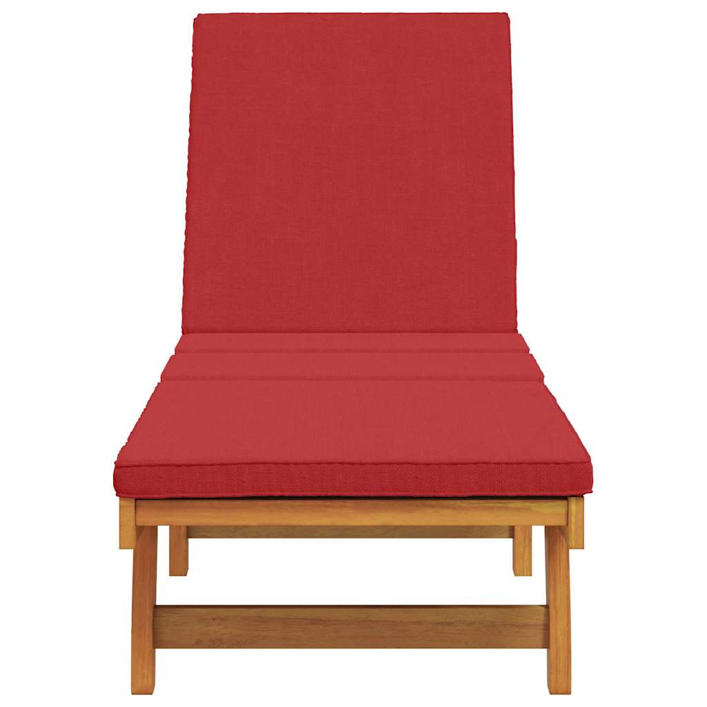 vidaXL Ξαπλώστρα με μαξιλάρι Καφέ 63 x 199 x 85 εκ. Μασίφ ξύλο ακακίας